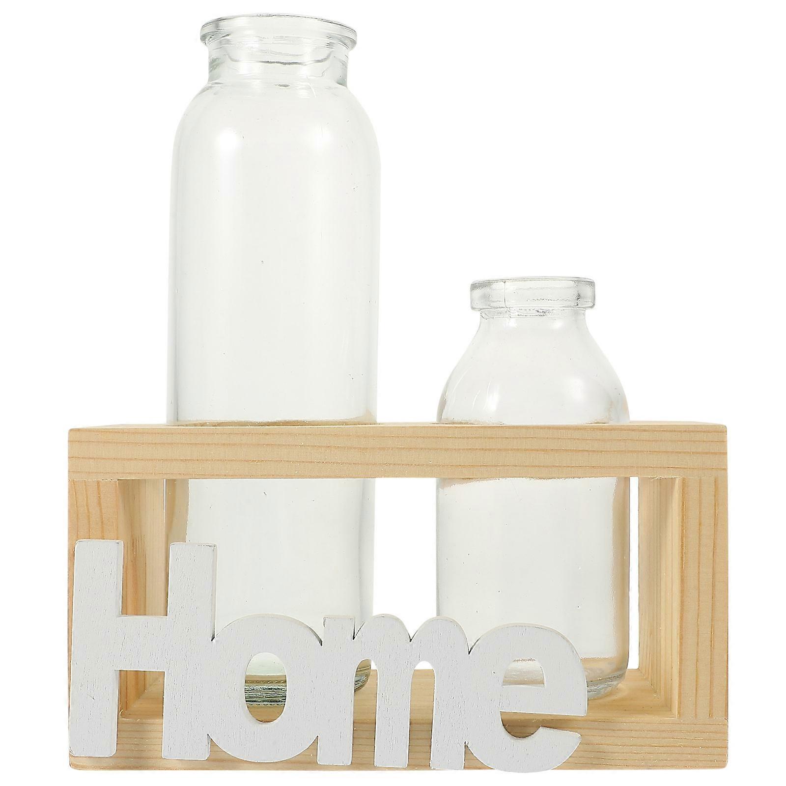 Water Planter Nordic Style Hydroponic Vase for 2Sets with Wooden Stand