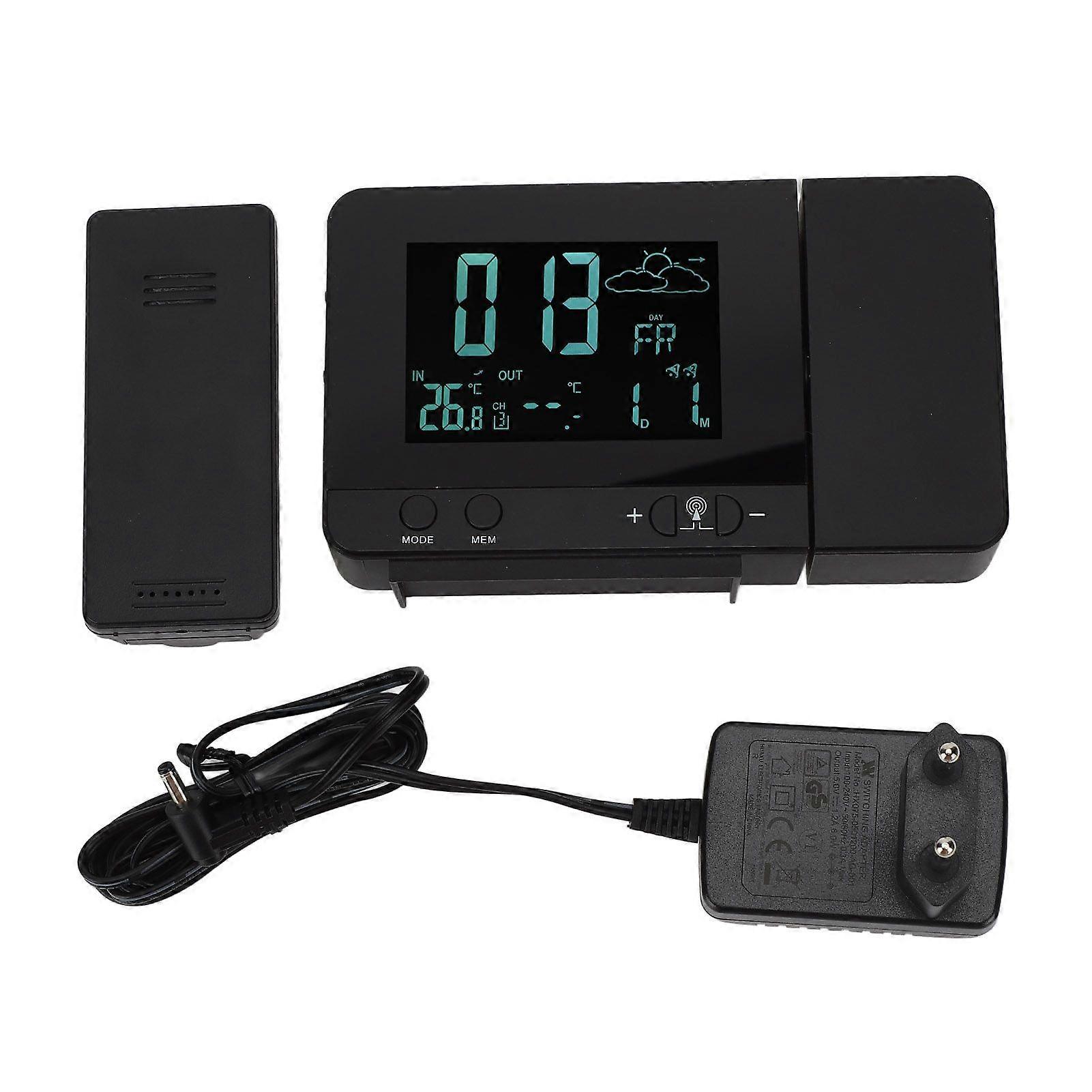 Projection Alarm Clock 8 Backlight Color Temperature Weather Display Snooze Function USB Alarm Clock 100240VEU Plug