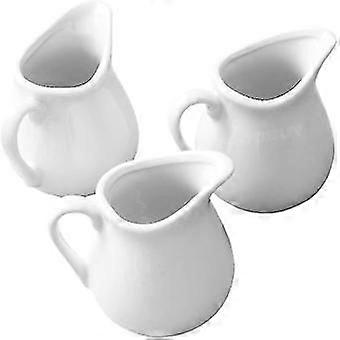 סט של 6X90 מ"ל קנקני הגשה קרמיקה לבנים קטנים - אידיאלי לחלב, שמנת והגשה רטבים עם ארוחות איכותיות A