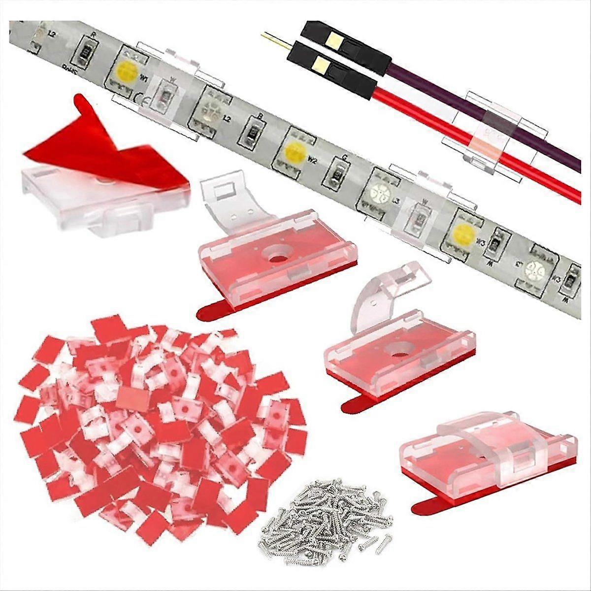 100PCS Mounting Clips for LED Light Strips with Self-Adhesive Tape