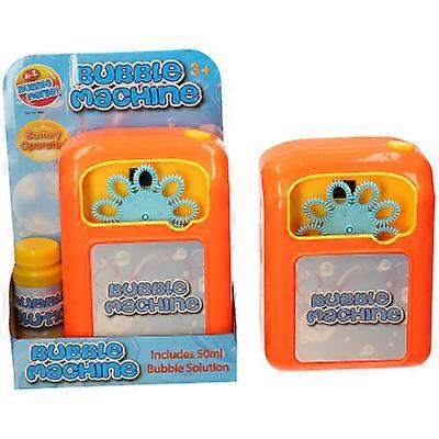 Orange Automatic Bubble Machine with Solution Battery Toy for Kids Age 3 Plus