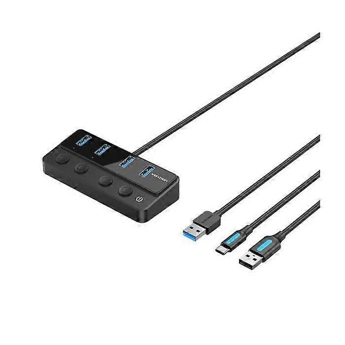 USB 3.0 Hub Vention CHWBF- 4xUSB- 1xUSB Type-C PD- Inclusief mannelijke USB-oplaadkabel - Mannelijke USB Type-C