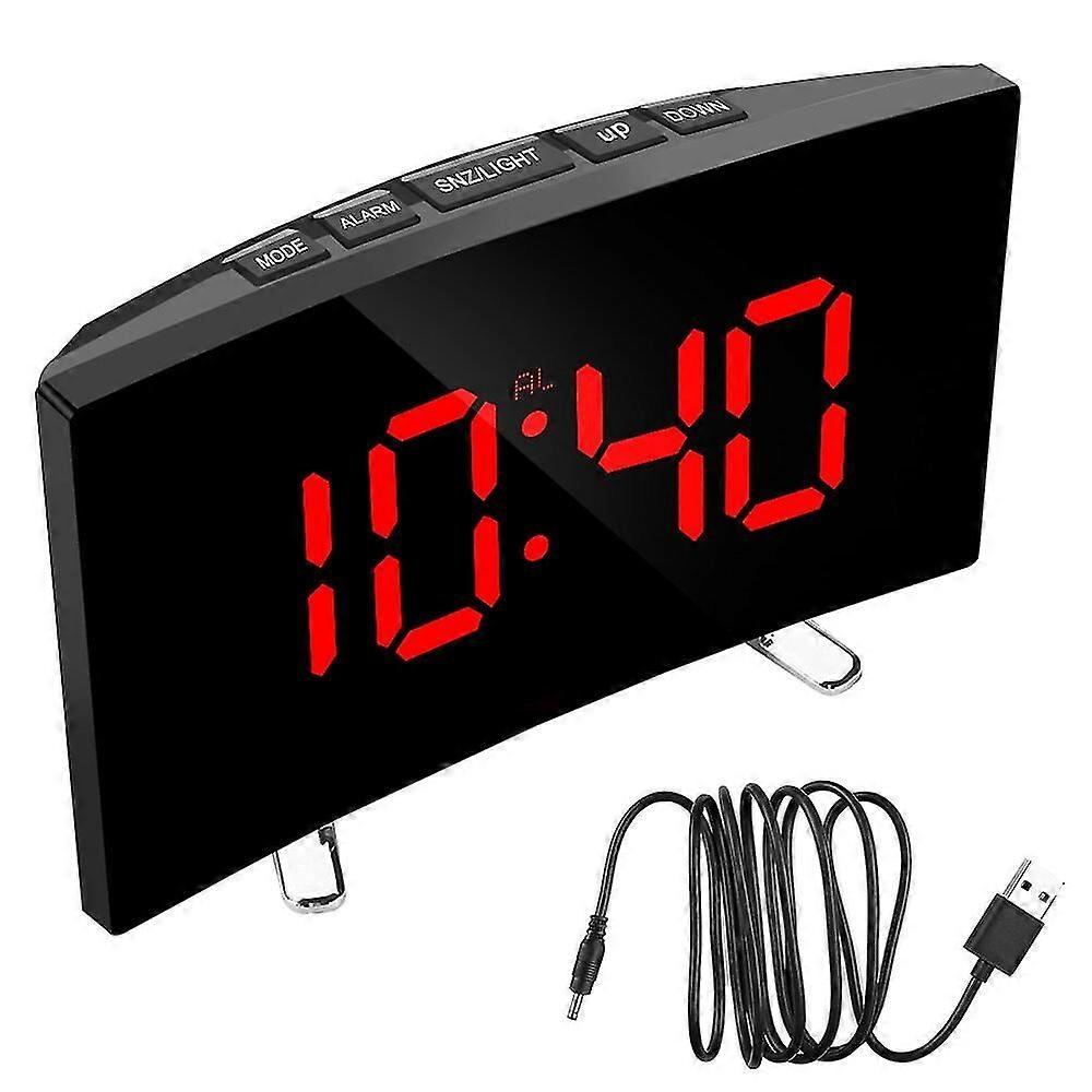 Clock Electric Night Clock Led Screen Bedroom Curved Dimmable Mirror Clock Large Number Table