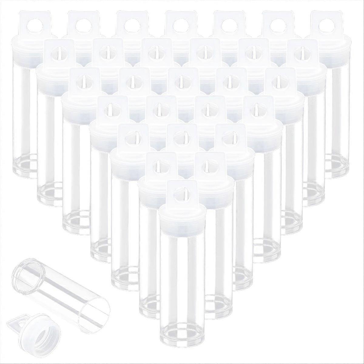 30pcs Clear Tube Bead Containers, Plastic Storage Tubes with Caps