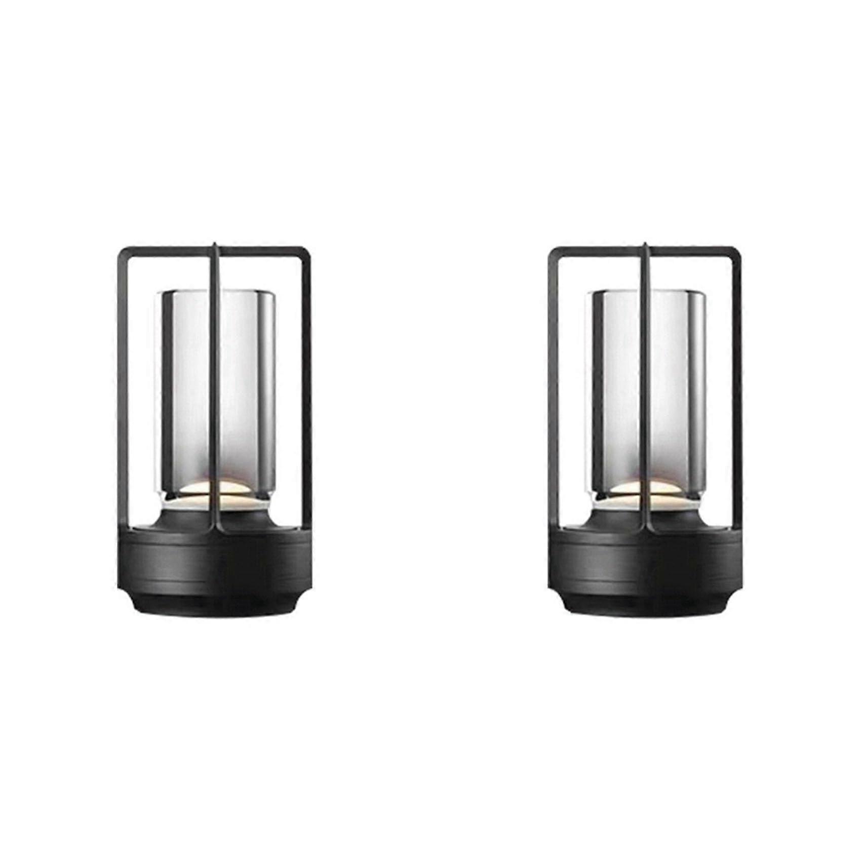 Rechargeable LED Table Lamp With Two 2600mAh Batteries, Touch Control, Modern Black Design For Bedroom And Restaurant