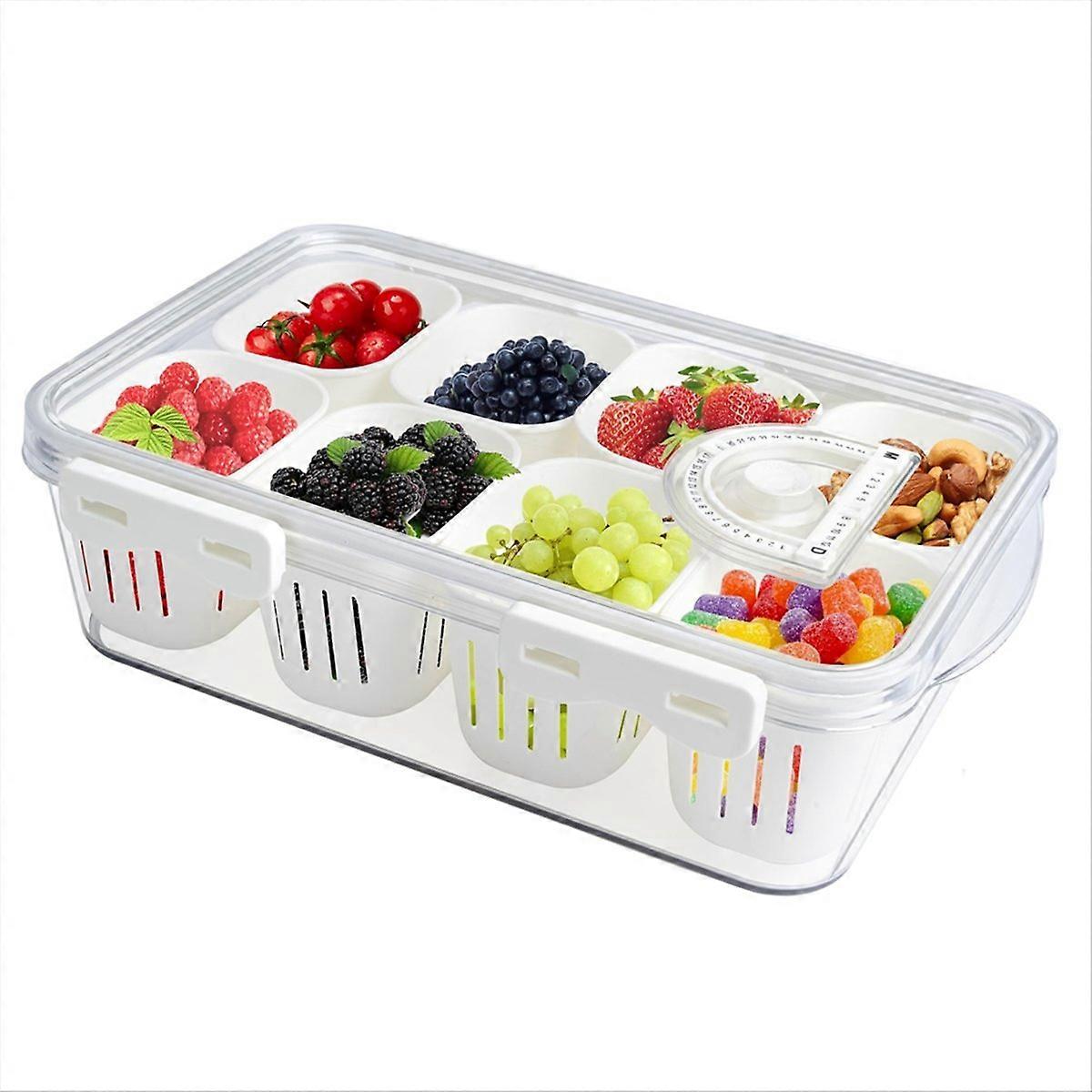 Food Serving Tray with Lids Stackable Snackle Box with 8 Dividers