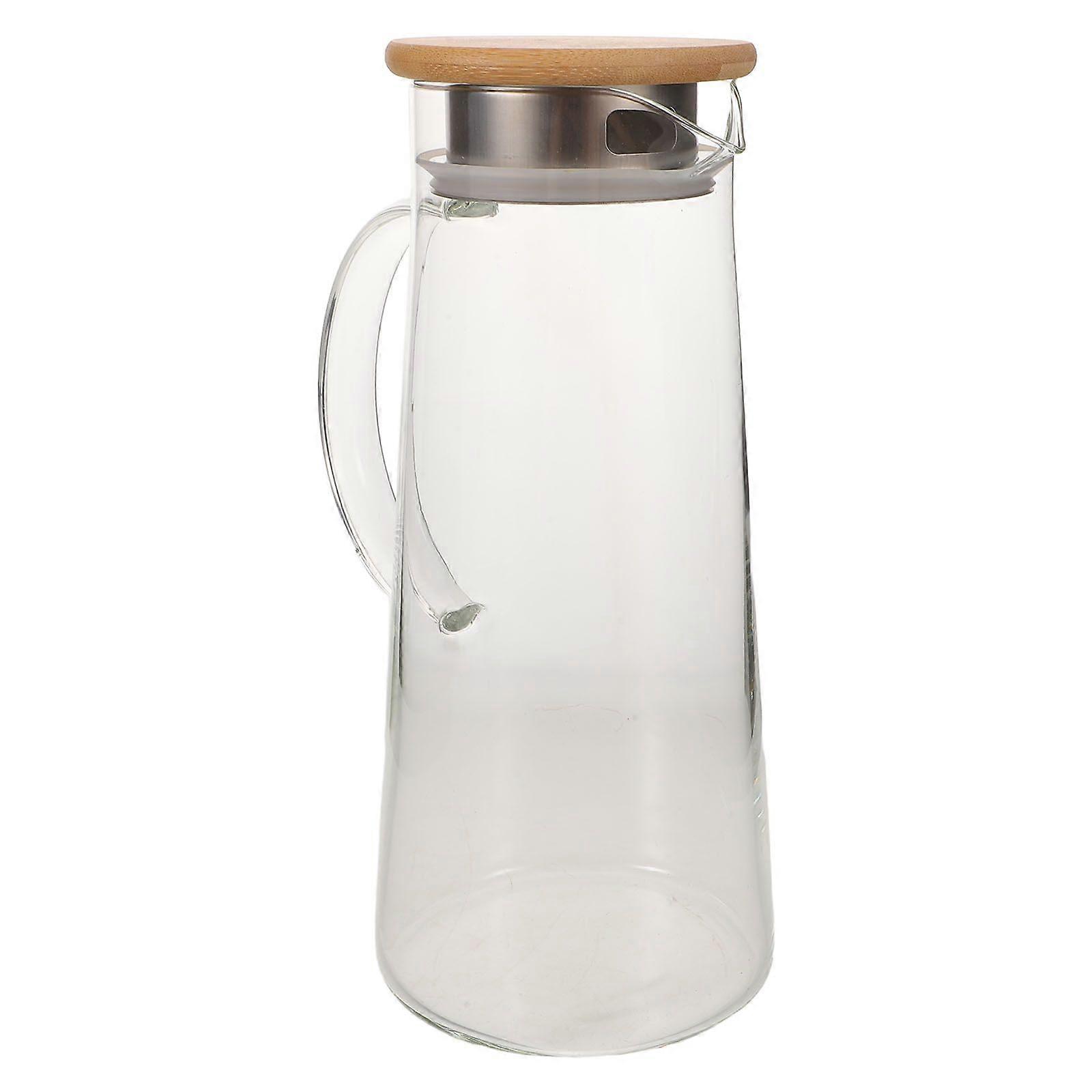 Glass Pitcher with Lid and Handle - Glass Carafe for Hot Cold Water - Large Iced Tea Pitcher for Coffee Juice and Beverage