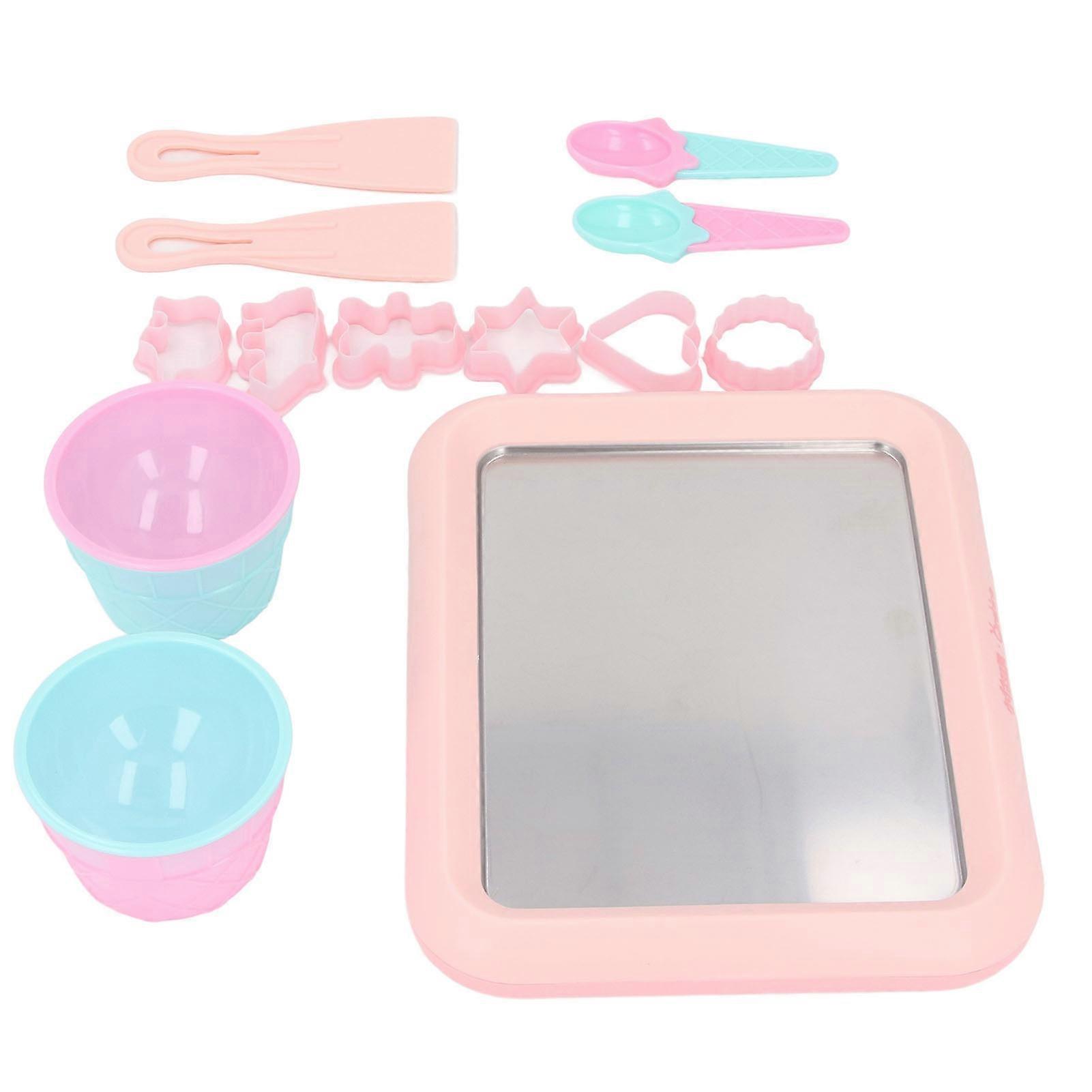 Rolled Ice Cream Maker with 2pcs Spatulas Family Hands On Activities 304 Stainless Steel Instant Ice Cream Roll Maker Machine for Smoothies 