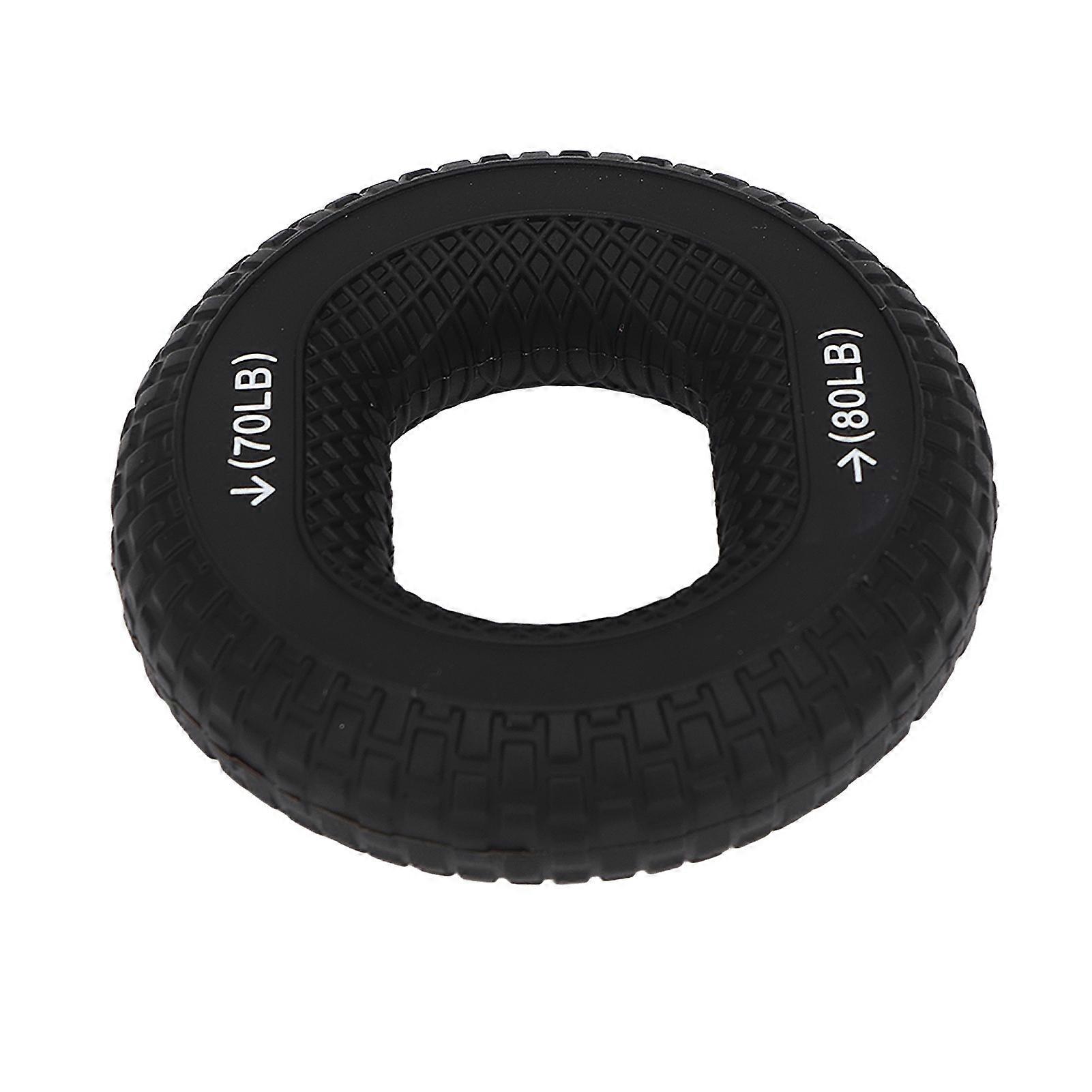 Hand Grip Strengthener Soft Silicone Black 70 to 80LB Portable Tire Texture Forearm Finger Exerciser Ring 