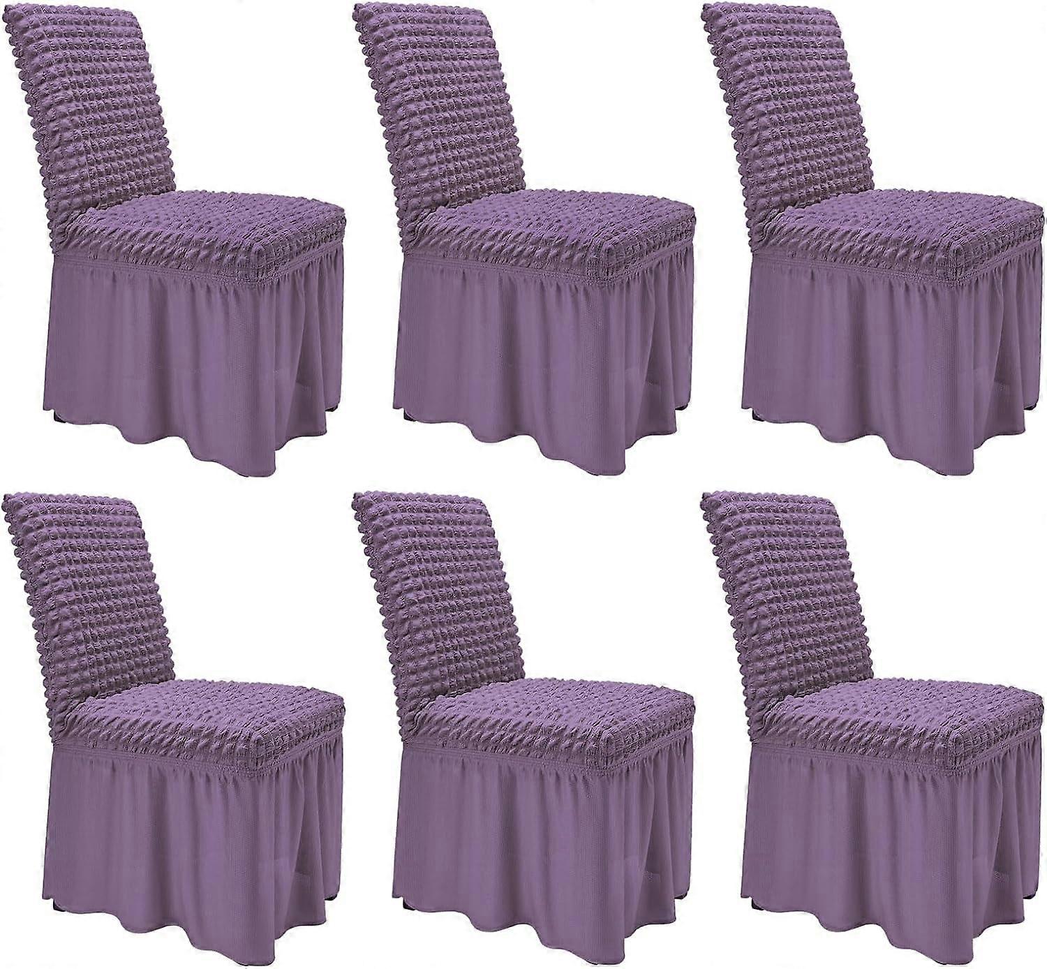 Capas elásticas para cadeiras de jantar NANAHuang com saia, conjunto de 6, verde - compatível com cadeiras Parson, capas de elastano removíveis e laváveis para