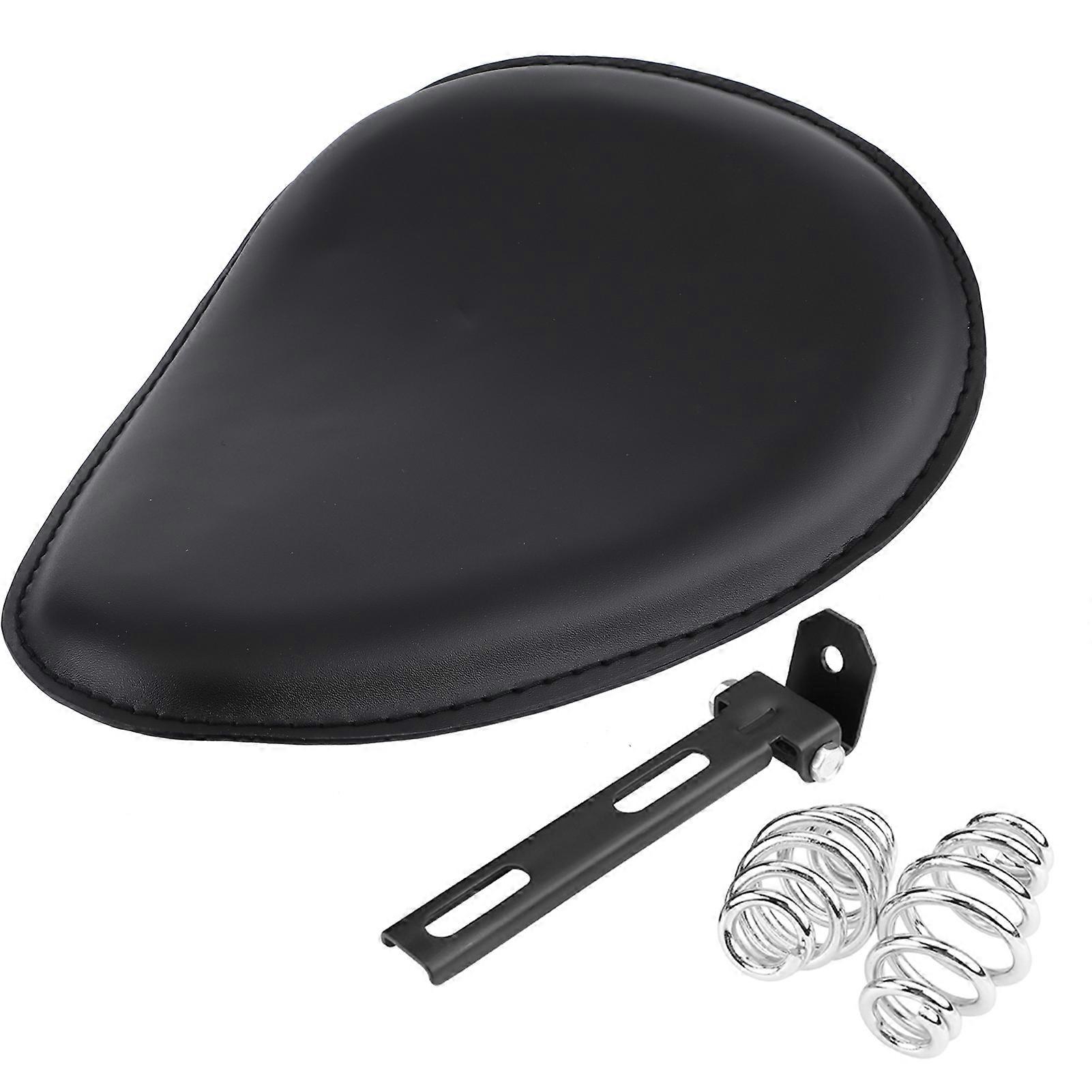 Leather motorcycle seat for chopper with mount bracket