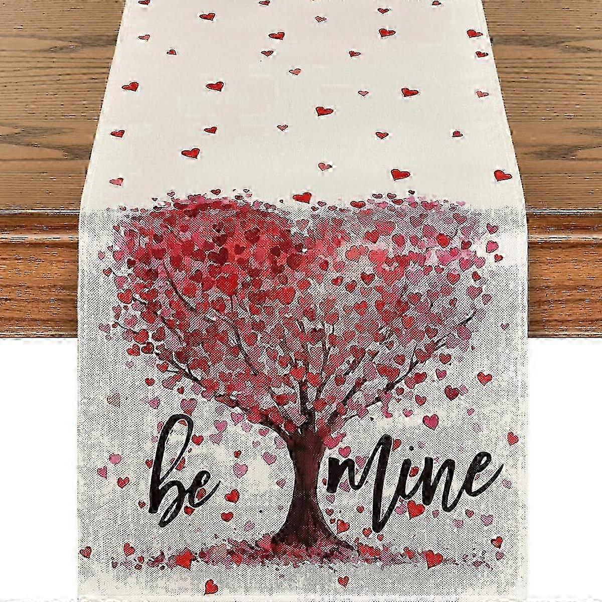 Valentine's Day Heart Print Table Flags and Decorations: Party Table and Kitchen Mats for Romantic Celebration