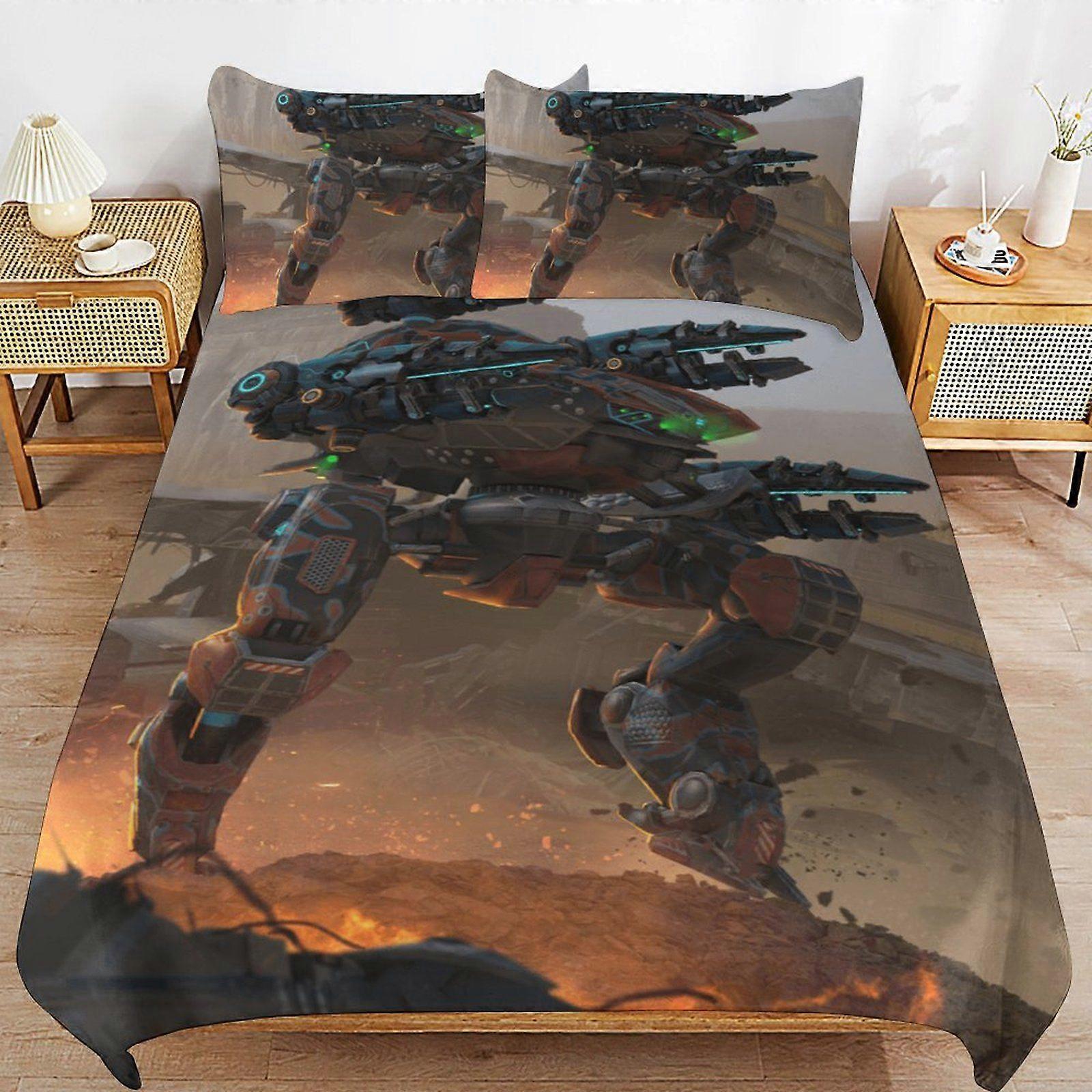 d221 War of the Robots Breathable Comfort Texture Clean Finish Hidden Zipper System Duvet Cover Sets for Home Use b221