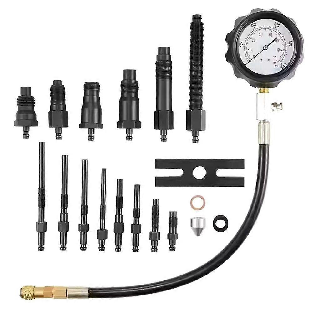 TU15B Professional Engine Compression Tester Tool Kit Full Range Cylinder Gauge Pressure Detection
