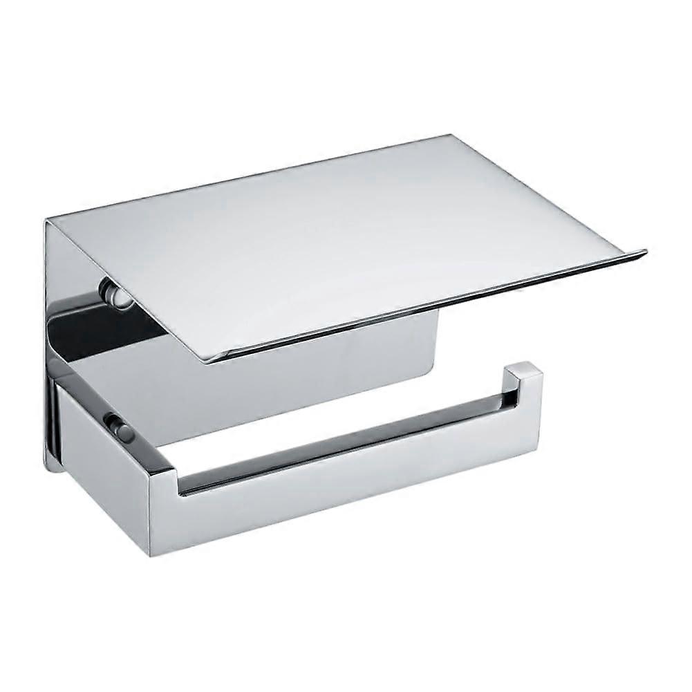 SelfAdhesive Toilet Roll Holder With Phone Shelf Polished Chrome Finish RustProof Bathroom Fixture