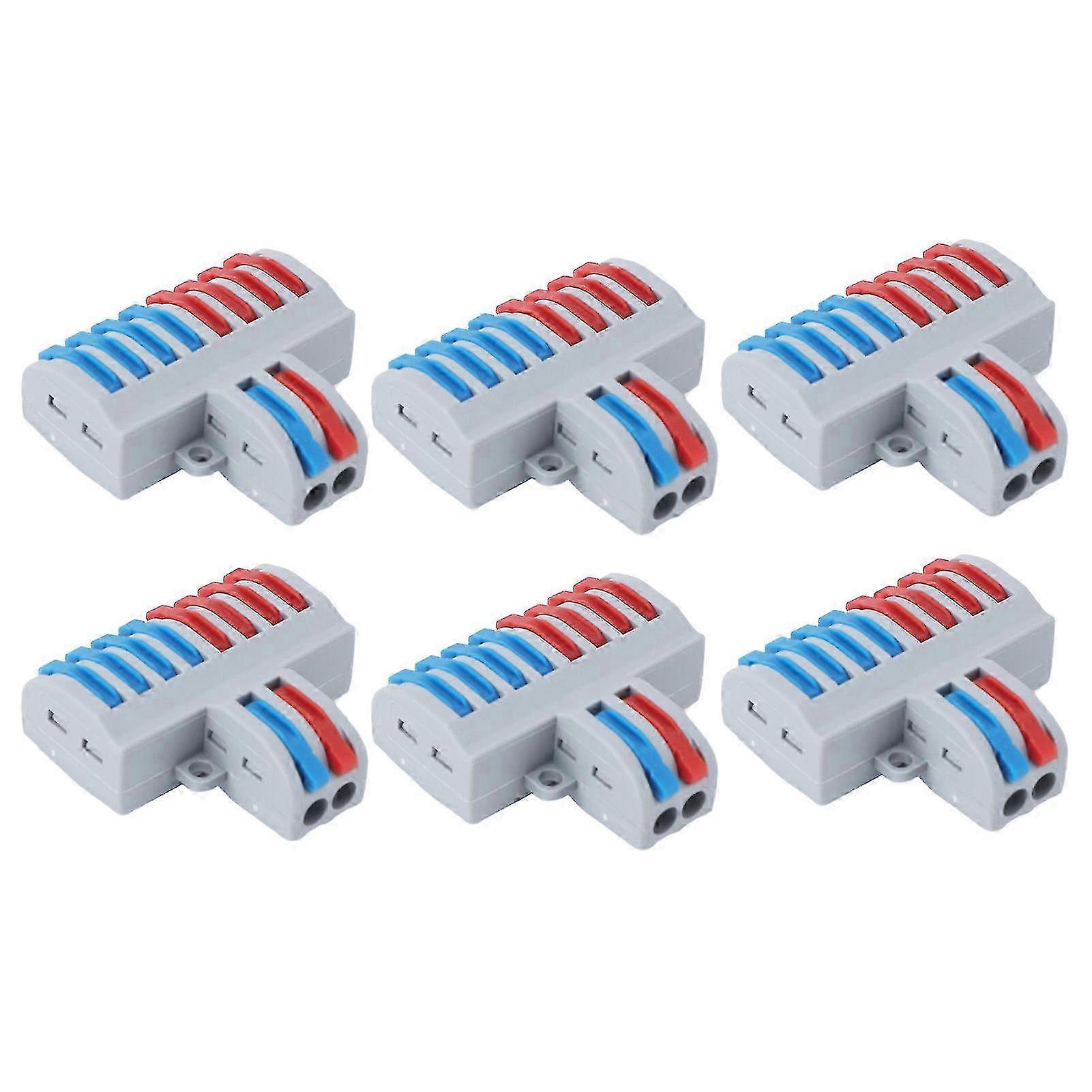 6PCS 2-in-8 Out Terminal Blocks - 8 Way Butt Connectors for Electrical Wire Splicing with Lever 10mm Stripping Capacity