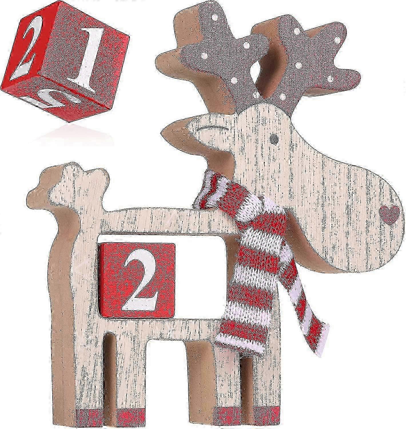 Wooden Christmas Advent Calendar Reindeer Countdown Calendar Reindeer Christmas Table Decoration Holiday Decoration