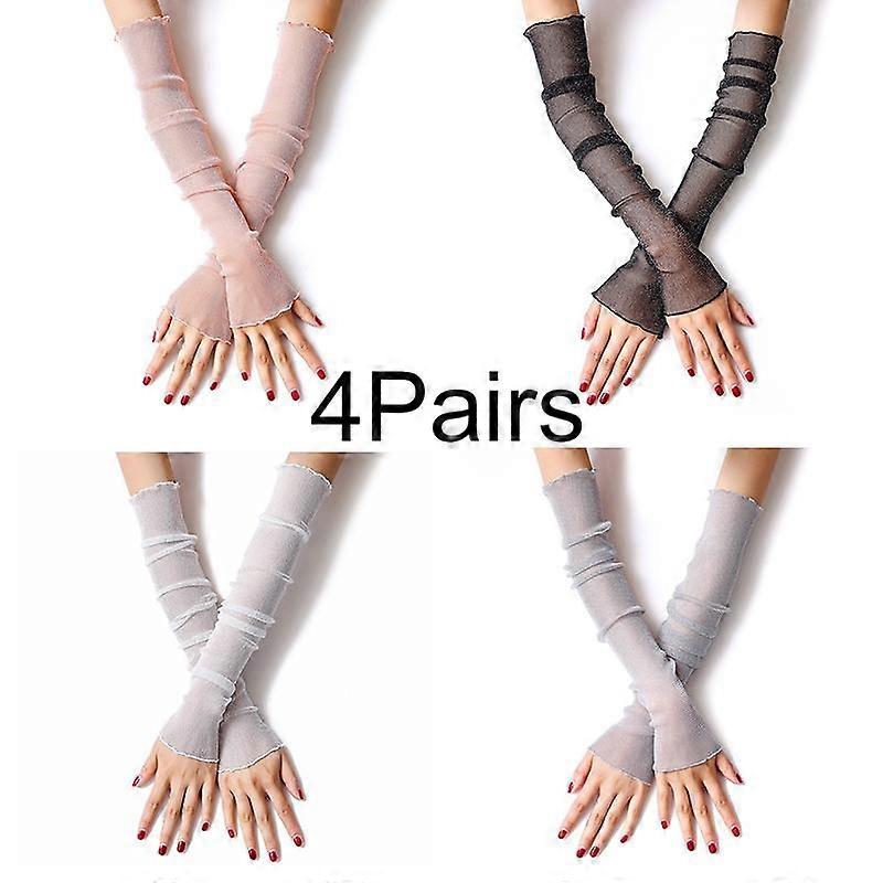 1Pair Ice Sleeve Ultraviolet-proof Sunscreen Sleeve Summer Lace Sleeve Edge Outdoor Netting Sun Protection Multiple Colors