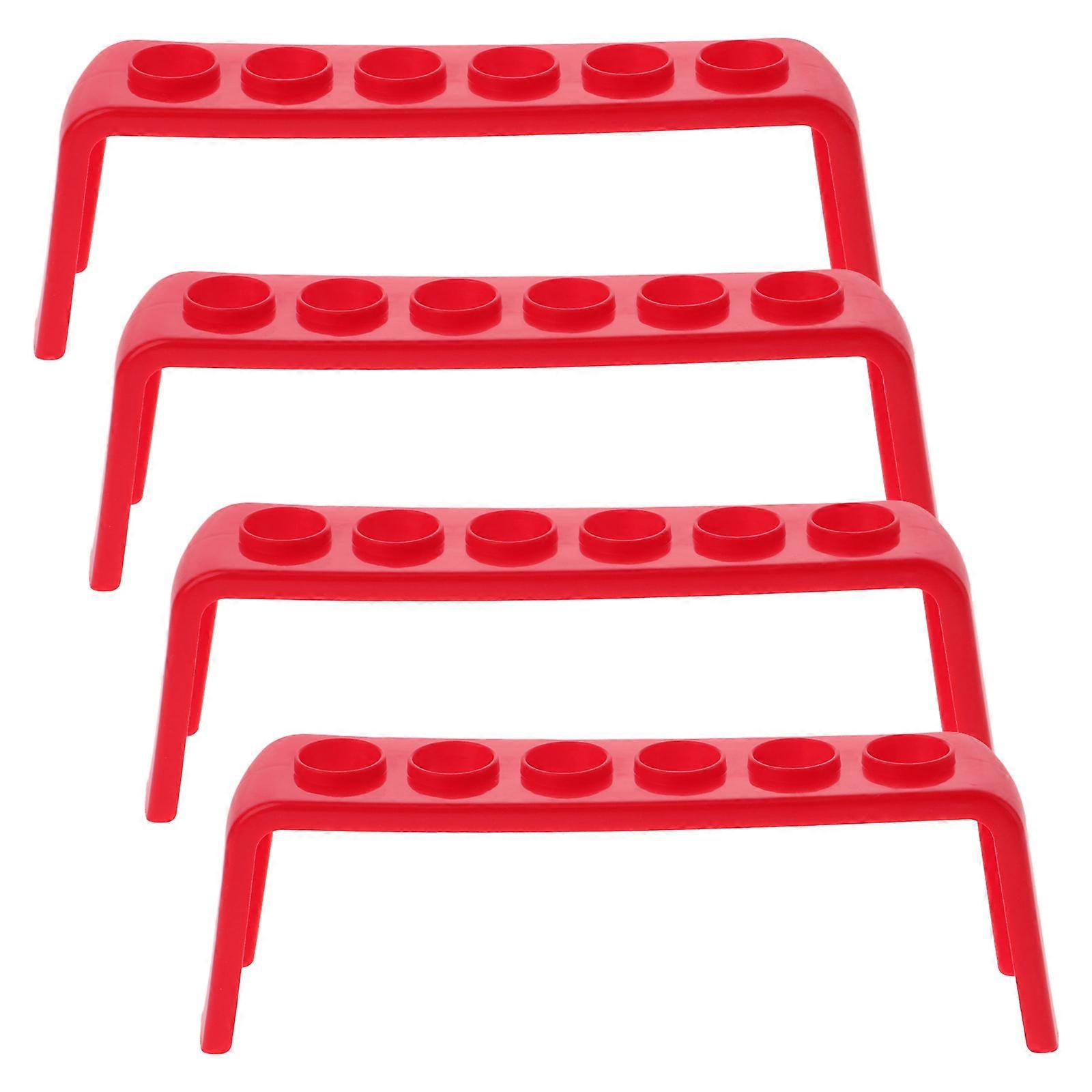4Pcs Red Test Tube Storage Rack Holder for Storage Use Plastic Laboratory Tool