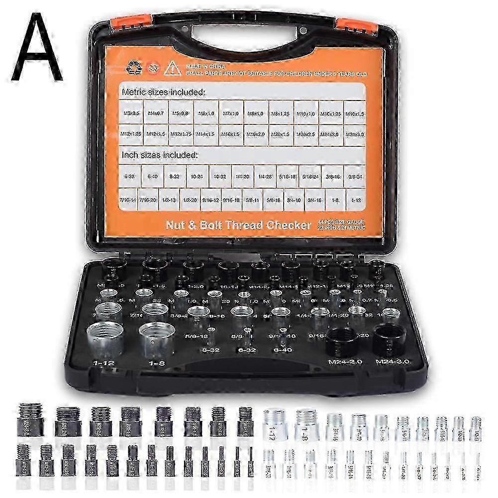 36/44x Inch & Metric Set Nut & Bolt Thread Checker Identifier Thread Gauges Box