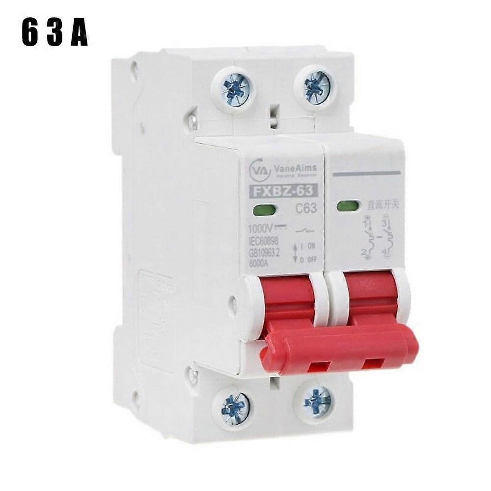 2P DC1000V Solar Mini Circuit Breaker 10A/16A/32A/50A/63A DC Photovoltaic MCB