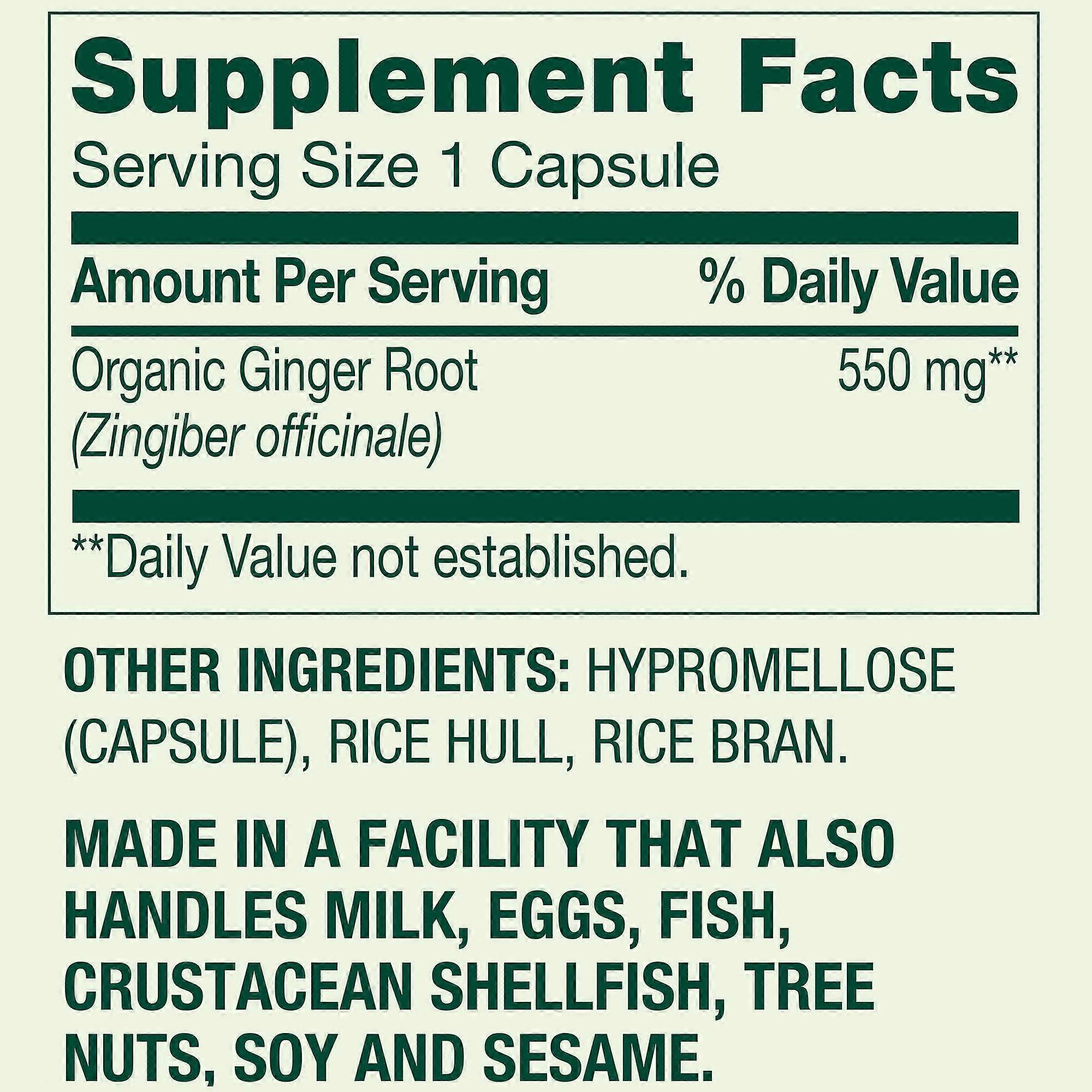 Spring Valley Ginger Root Capsules, 550 Mg, 100 Ea