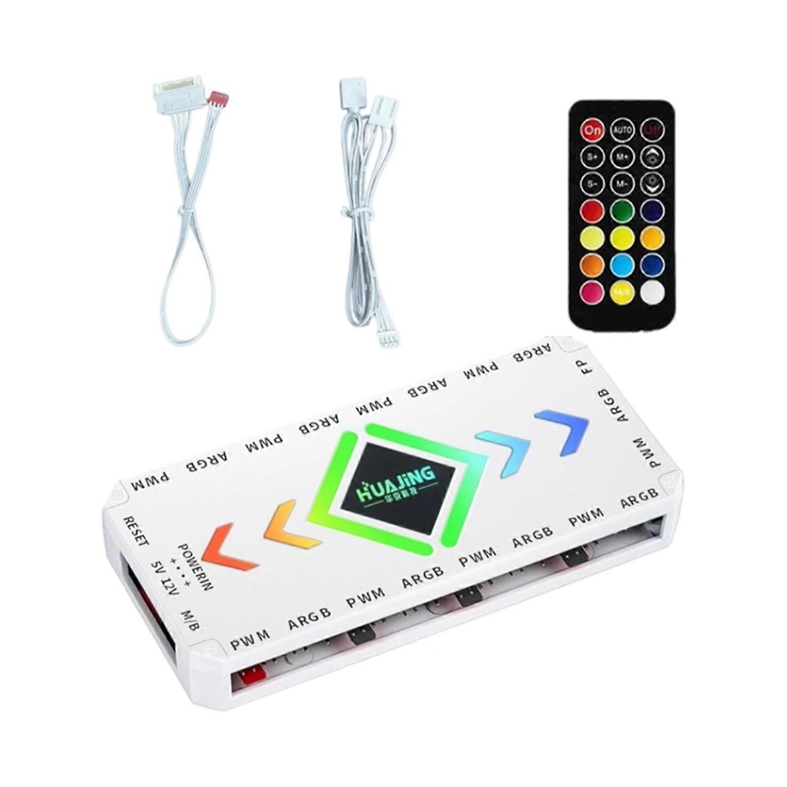 5V 3Pin ARGB Controller For PC Case With Wireless Remote control Fan Speed Control And Magnetic Mounting Design  White