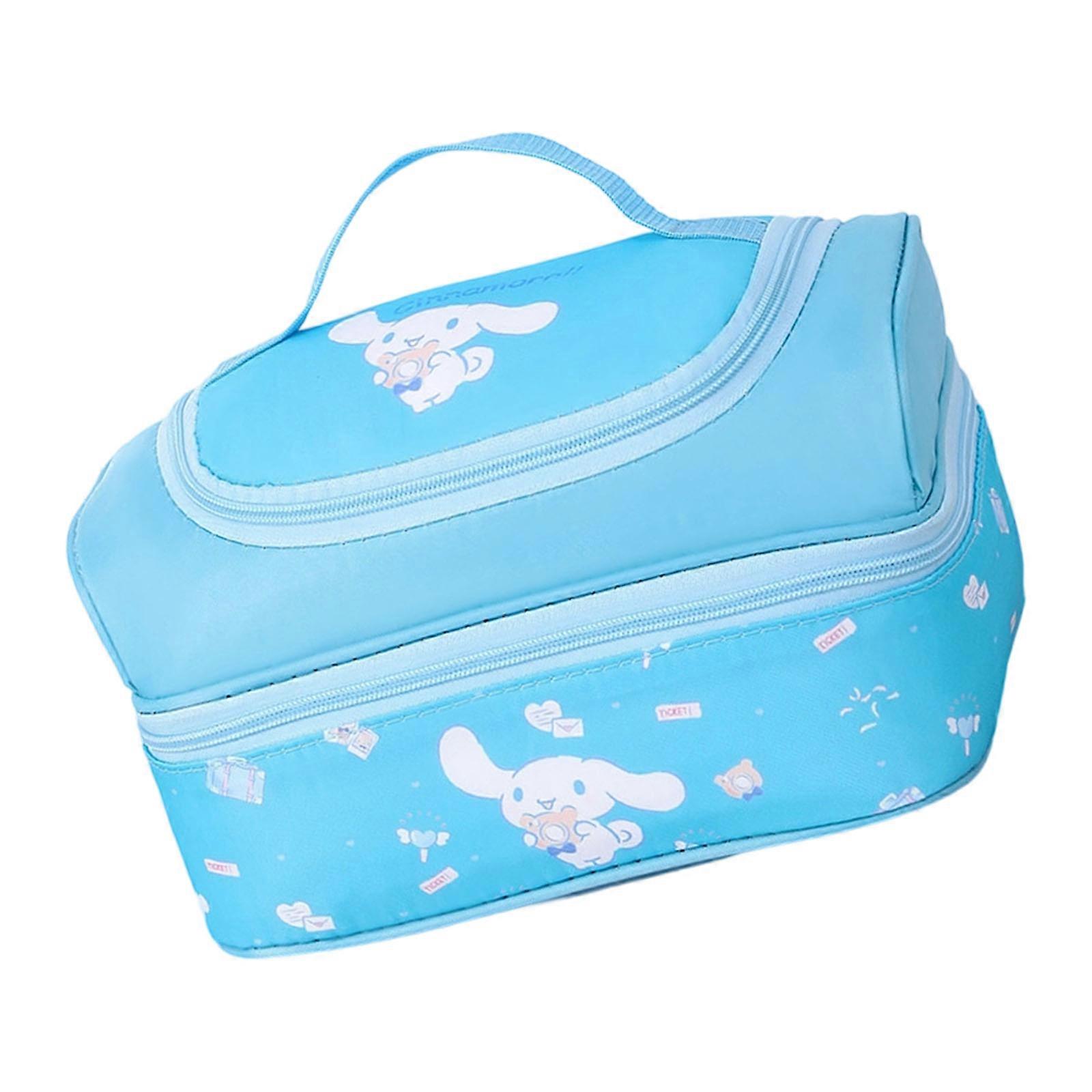 Thermal Insulated Lunch Box Bag Waterproof Double Layer Design Cute Pattern Food Handbag with Handle for Commute Multicolor