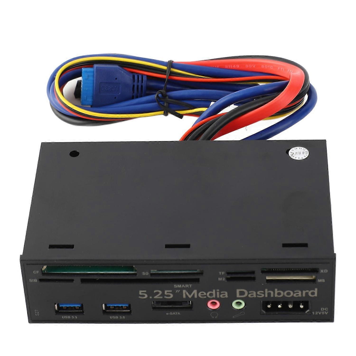 Multi Function USB 3.0 Hub ESATA Port Internal Card Reader PC Dashboard Media Front Panel for Storag