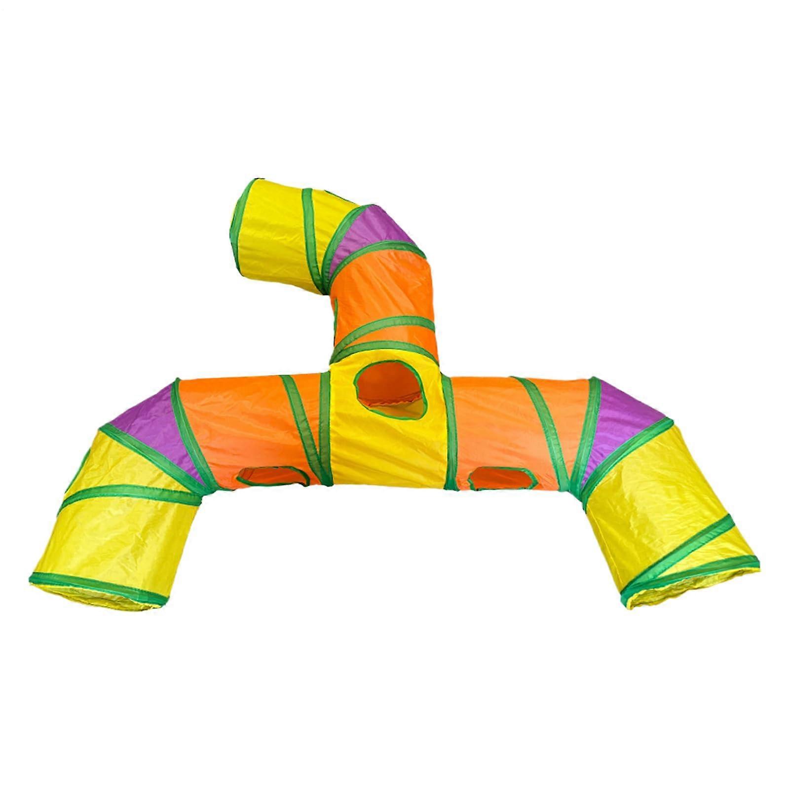 Cat Tunnel 110cm Foldable Rainbow Play Tube with ThreeWay Design for Indoor Cats Kittens Rabbits
