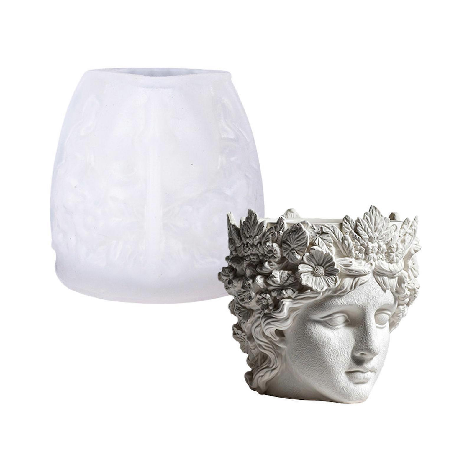 Silicone Mold For Creating Unique Wreath Face Shaped Planter Jewelry Holders And Decorative Concrete Resin Projects Multicolor