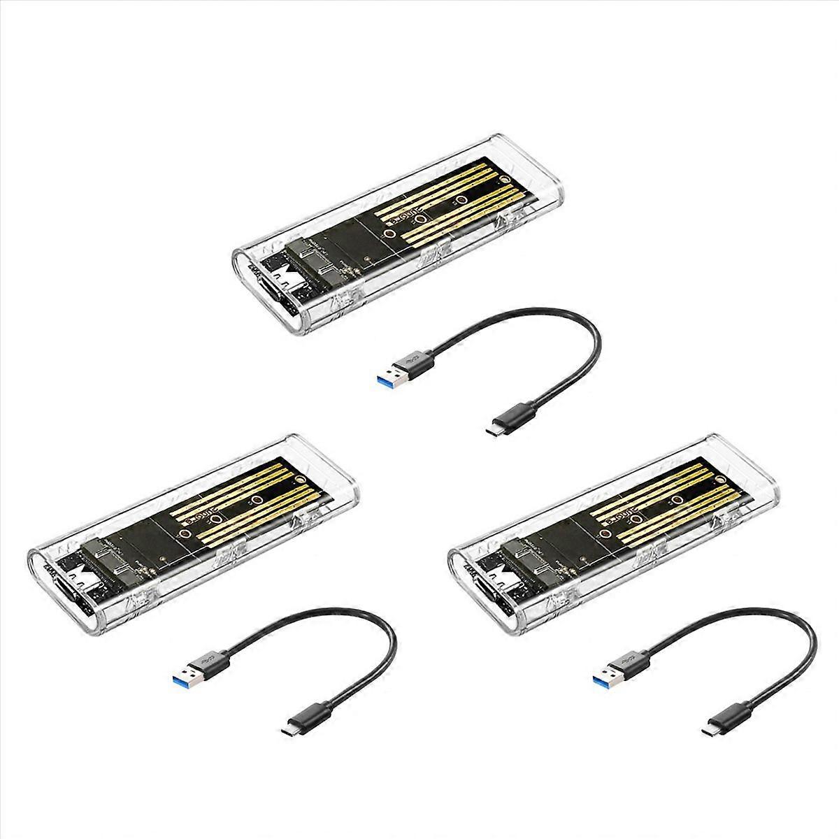 3X M2 SSD Case M.2 NVME SSD Enclosure Portable USB3.1 Type-C SSD Transparent Hard Disk Case 5Gbps fo