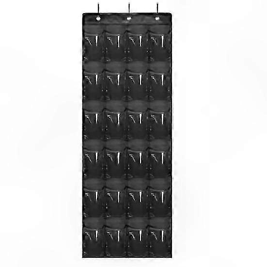 Large Capacity Hanging Shoe Organizer with 24 Transparent Pockets and 3 Hooks for Home or Dorm Storage Solution