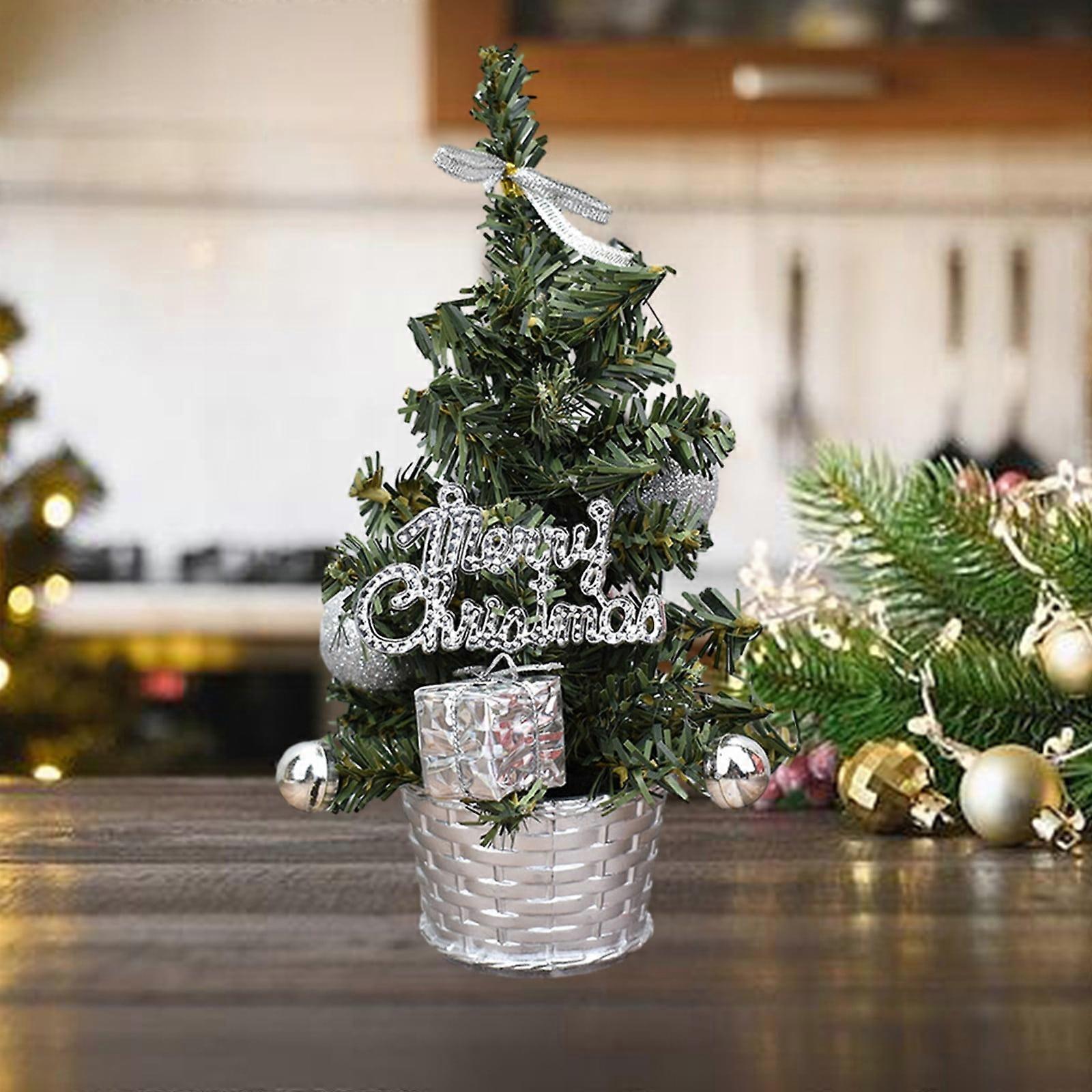 Racsoh Mini Artificial Christmas Trees Tabletop Decor Set, Compatible with Xmas Desktop Decorations