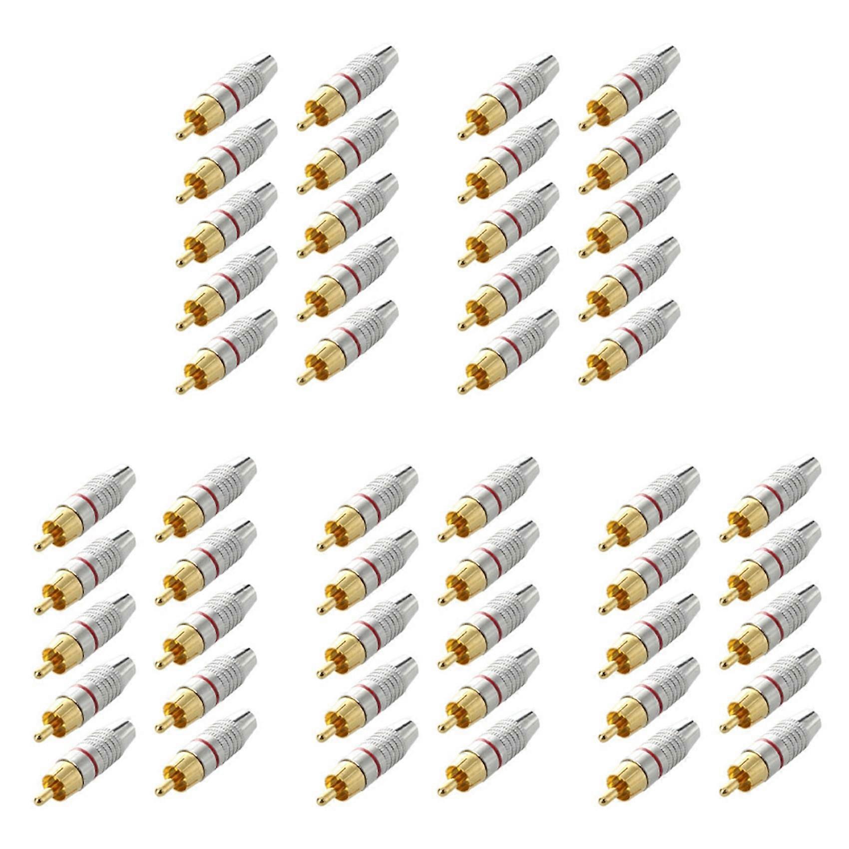 Adapter Audio Coaxial Cable Connector RCA Plug Seamless 50 Pcs