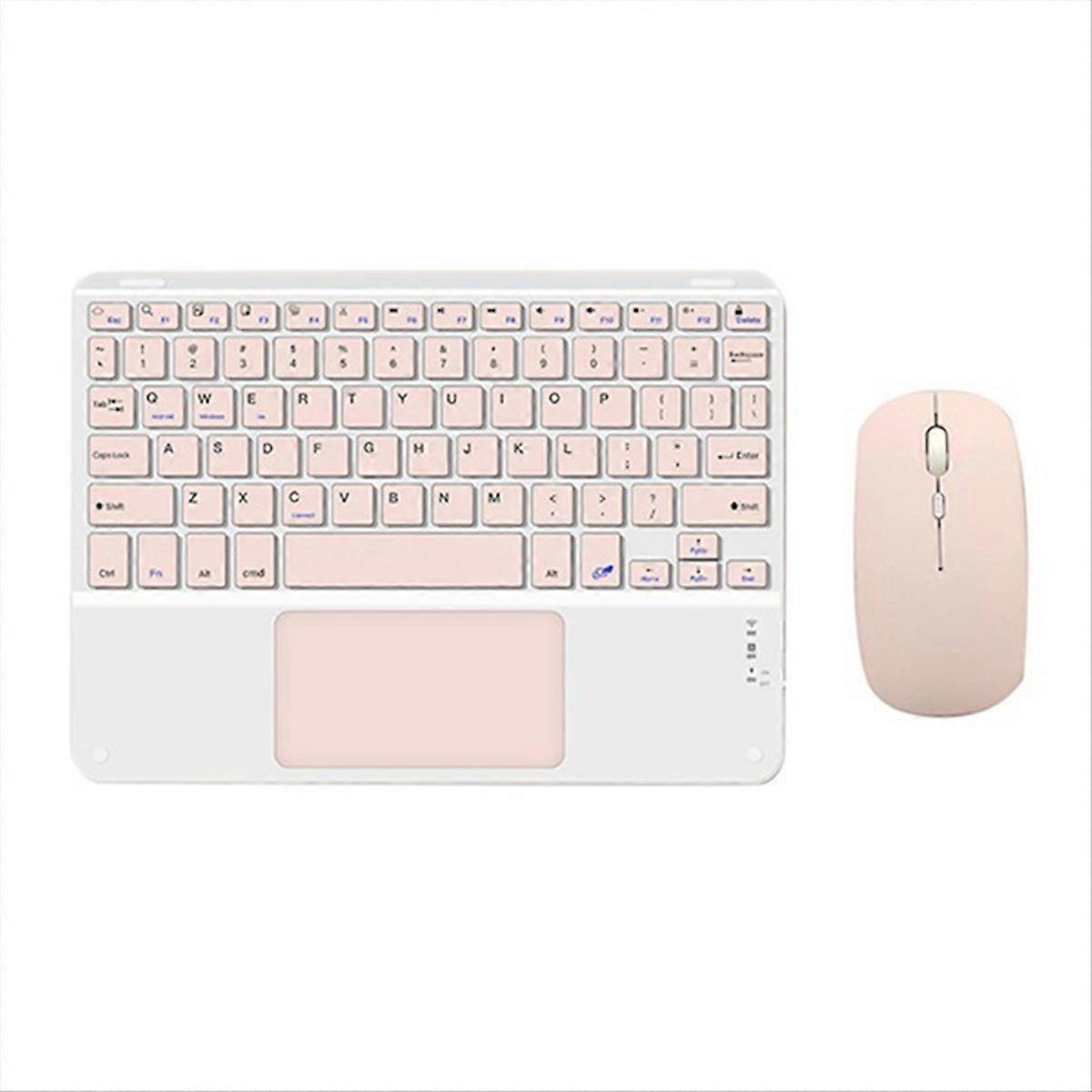 Touchpad Bluetooth Keyboard with Mouse for PC Tablet Gaming Wireless Keyboard Pink