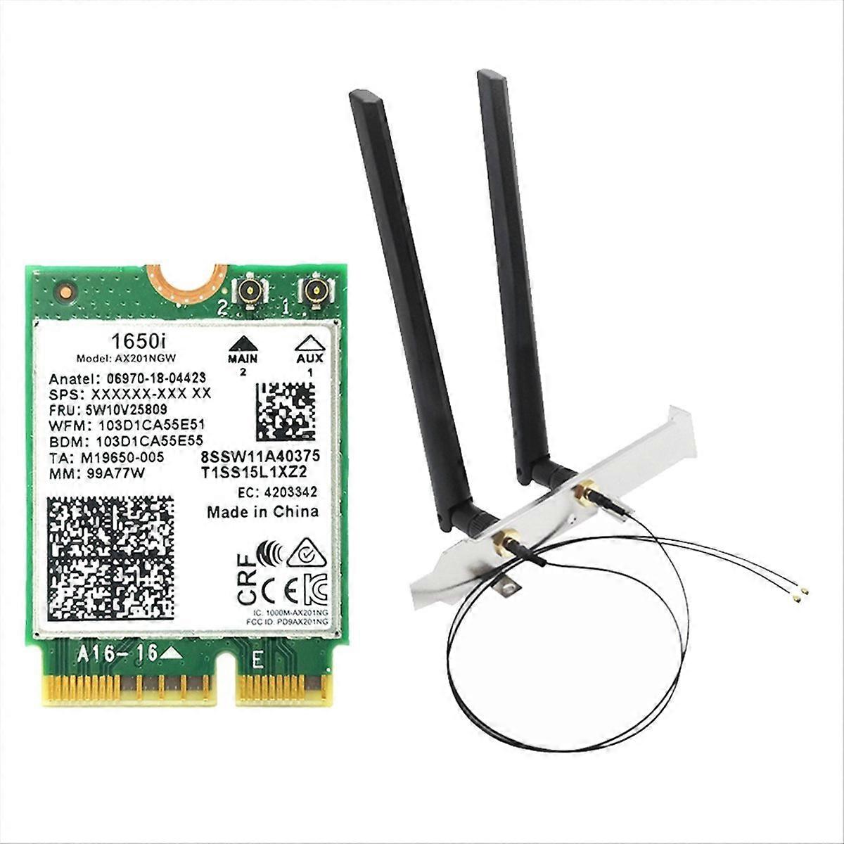 1650i AX201NGW WiFi Card+2x8DB Antenna+Baffle 3000Mbps WIFI6 2.4G/5G