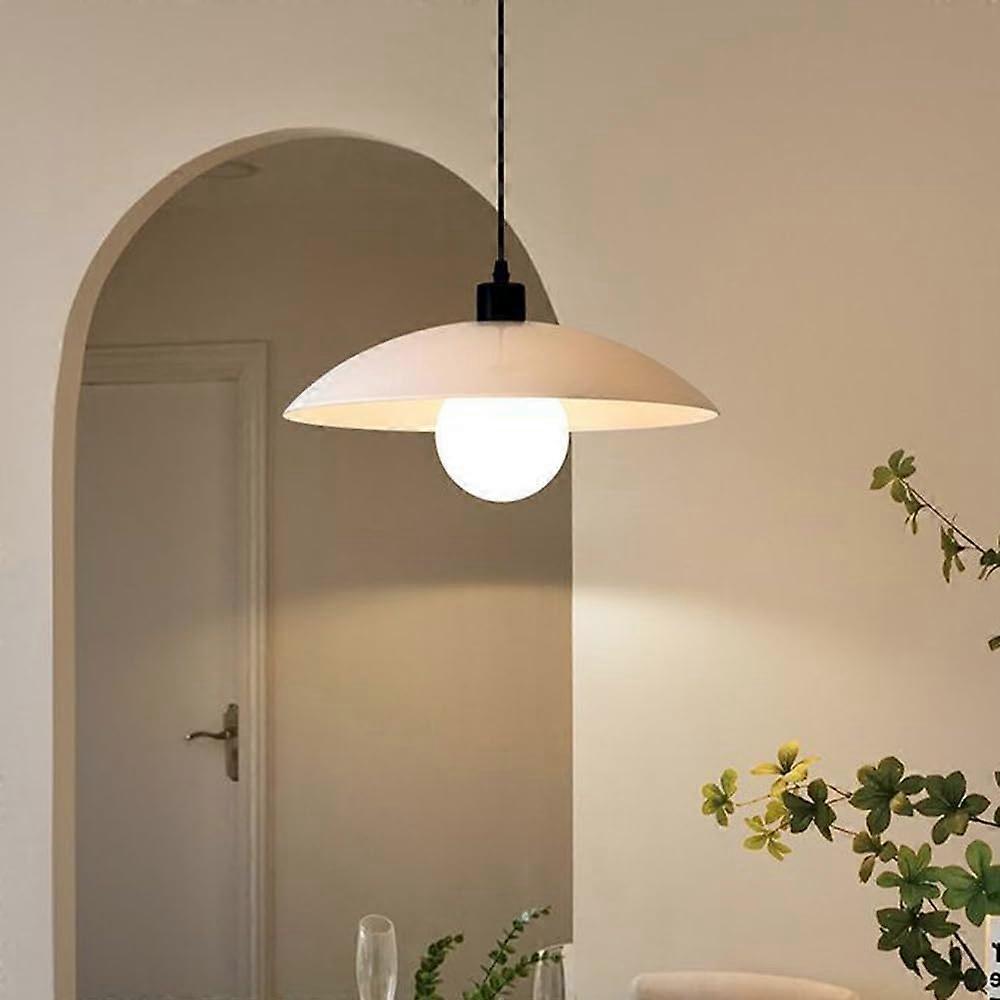 11Inch White Iron Kitchen Island Pendant Light with Adjustable Color Temperature LED Fixture