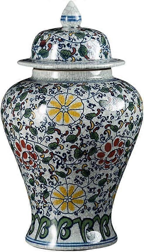 Blue and White Ginger Jar with Lid, Handpainted Lotus Porcelain Vase for Elegant Home Display