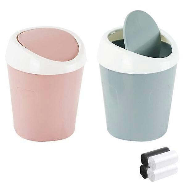 2 small wastebaskets Mini desktop wastebasket (blue, pink)