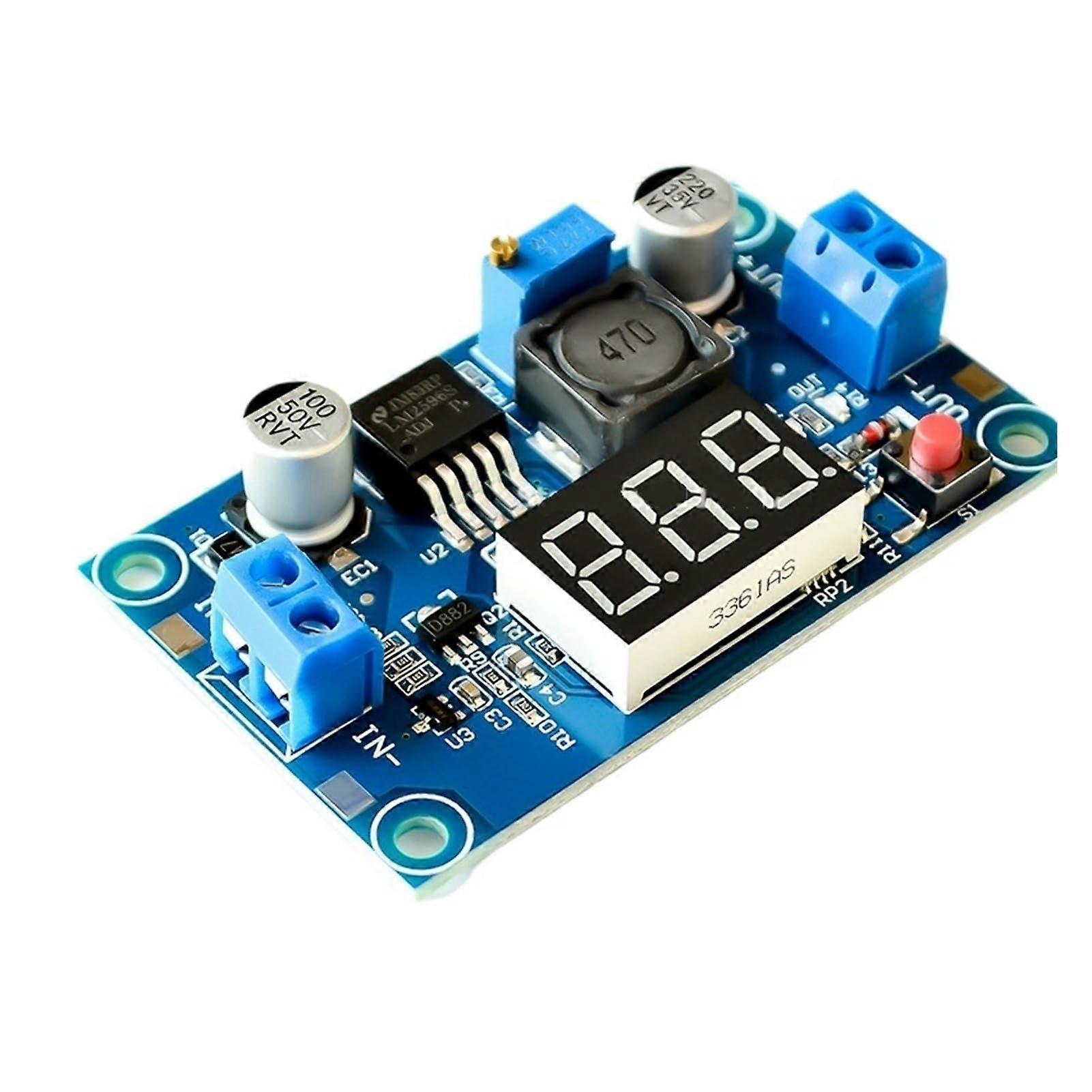 LM2596 Step Down Converter with Voltmeter, Adjustable DCDC Buck Module for Stable Power Output