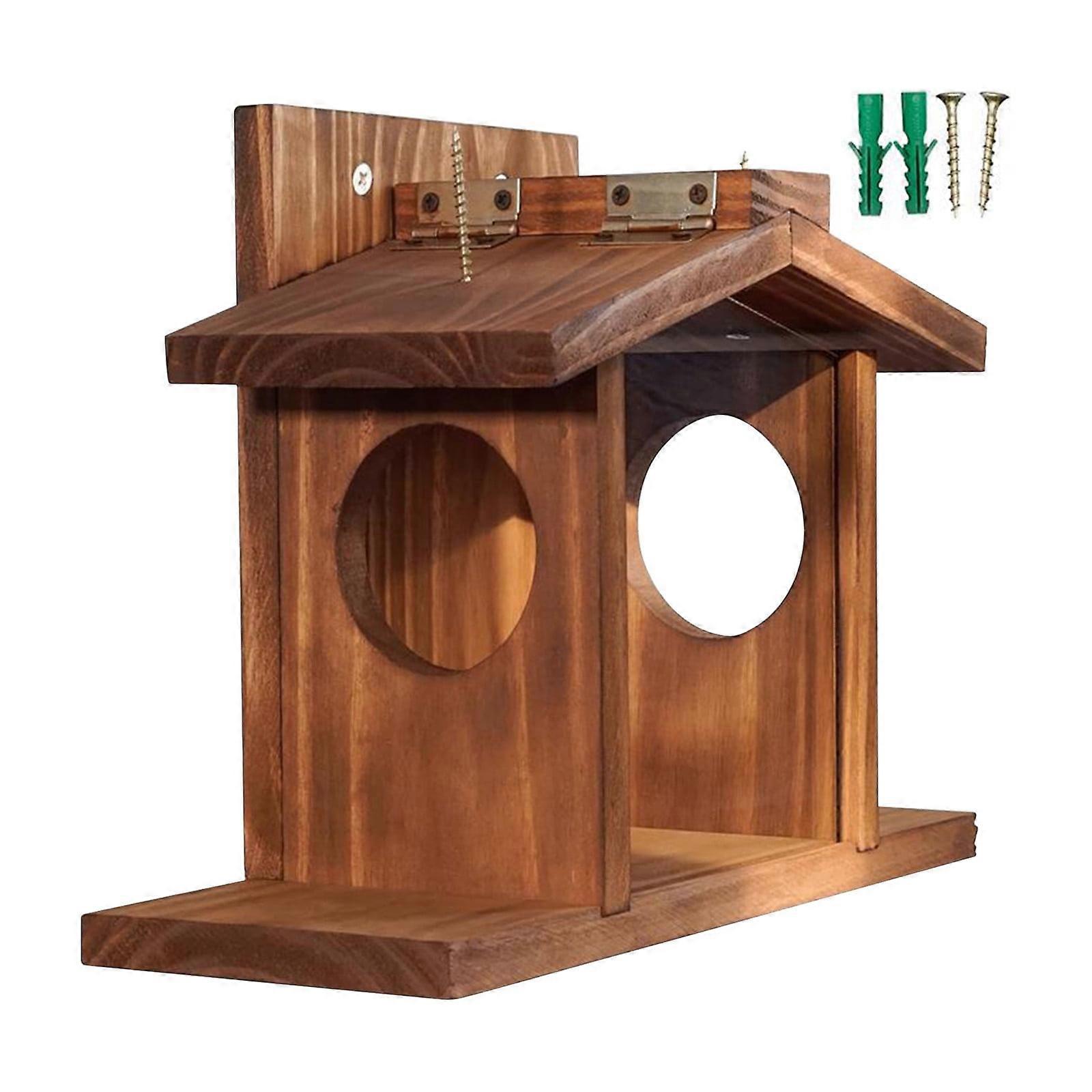 Squirrelss Feeder Wooden Squirrelss Feeder House Large Capacity Squirrelss Feeding Stations Easy To Chipmunk Feeding Station For Corn