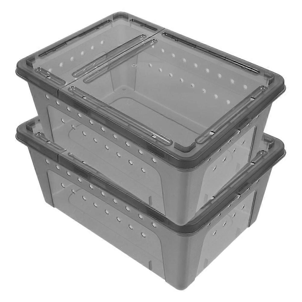 Plastic Spider Box Reptile Feeding Box for Pill Holding 2Pcs Reptile Boxes