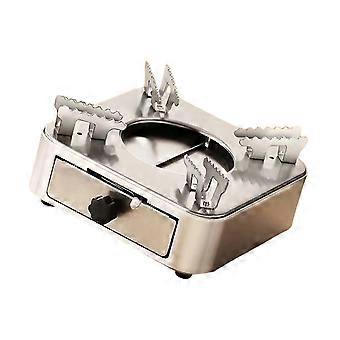 Fogão compacto de aço inoxidável a álcool com gaveta, ideal para cozinhar ao ar livre, com controle de chama, alta potência e fácil limpeza. Multicolorido.