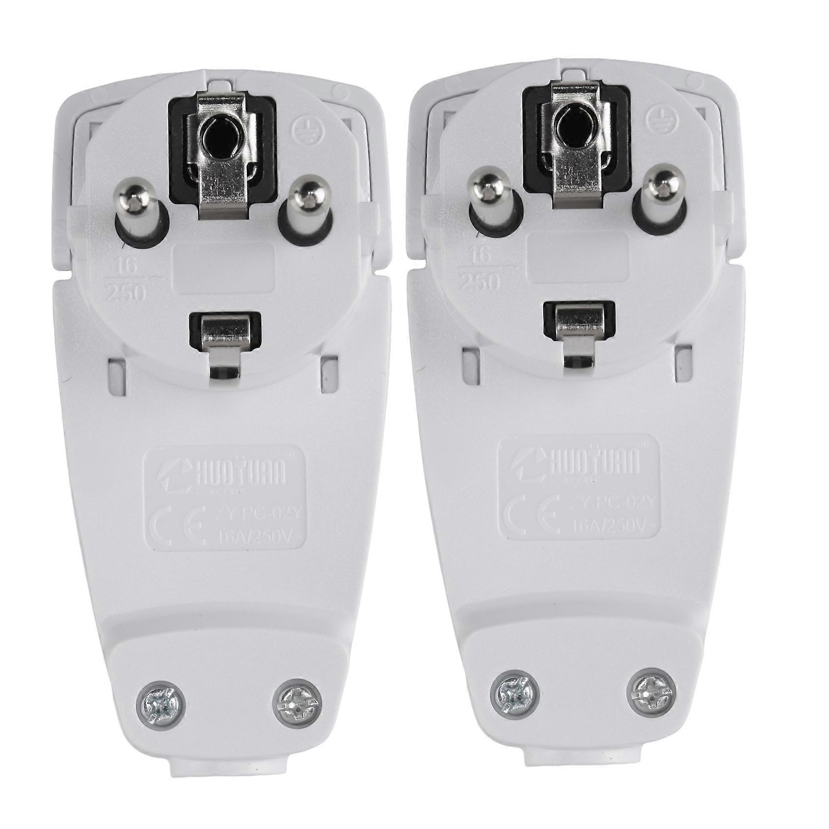 2pcs White Schuko Angled Plug Flat, Schuko Flat Plug 250 V (16 A), Schuko Plug, Schuko Plug Flat, Eu Plug