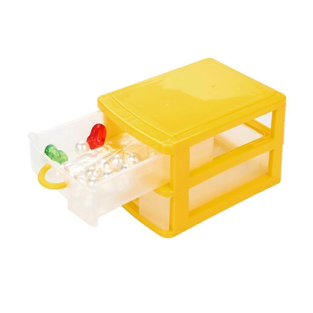 Fdelink 5-Layer Storage Box, Yellow, Durable Plastic Desktop Drawer for Sundries, compatible with small objects organization