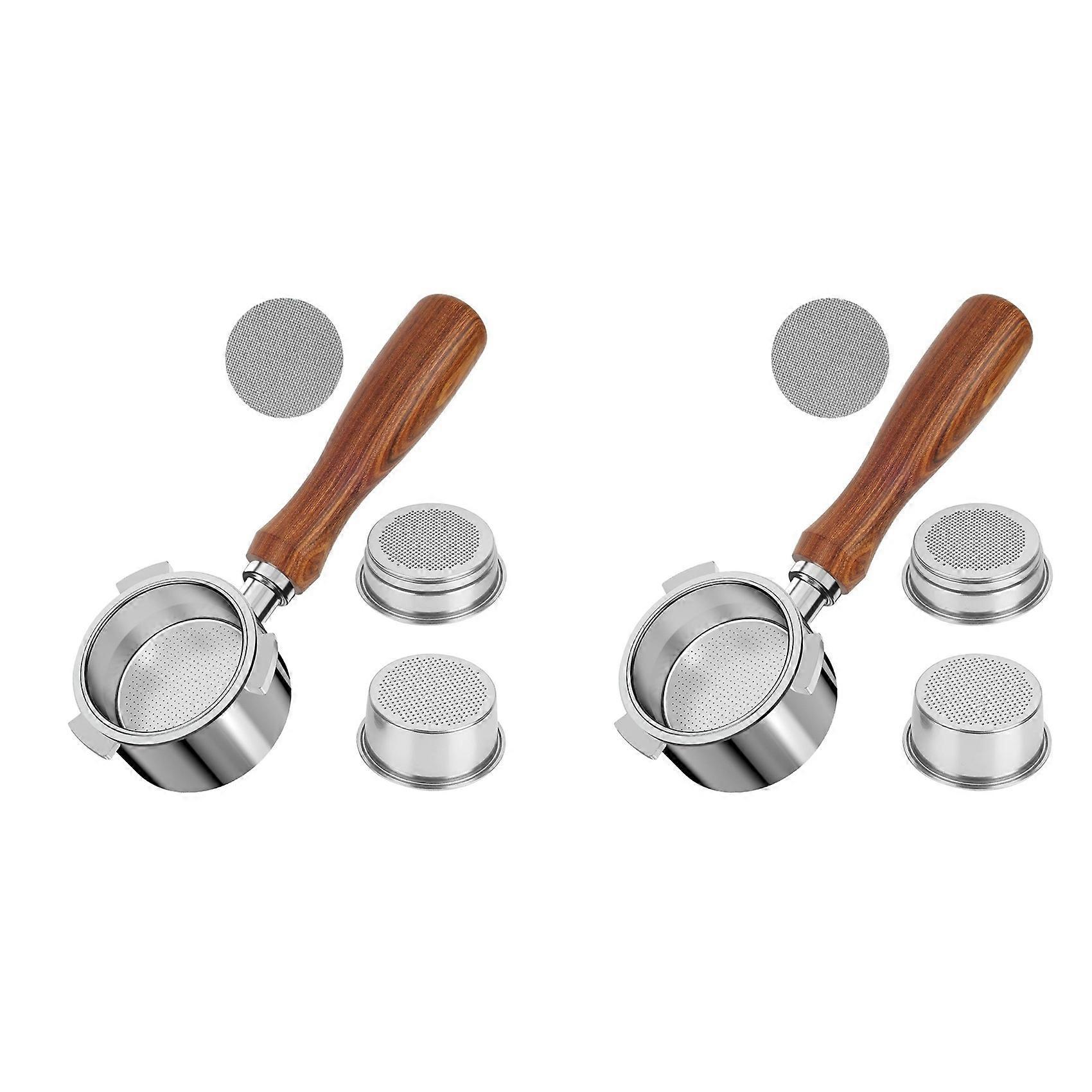 2X Portafilter 51 mm for DeLonghi Dedica EC680/EC685 Coffee Machine, Bottomless Portafilter with Filter Baskets