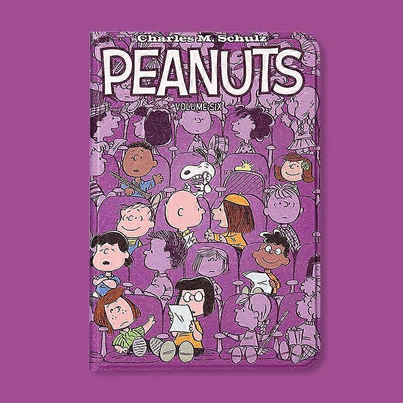 Capa elegante para iPad 2/3/4 de 9,7 polegadas com estampa do Snoopy, na cor roxa.