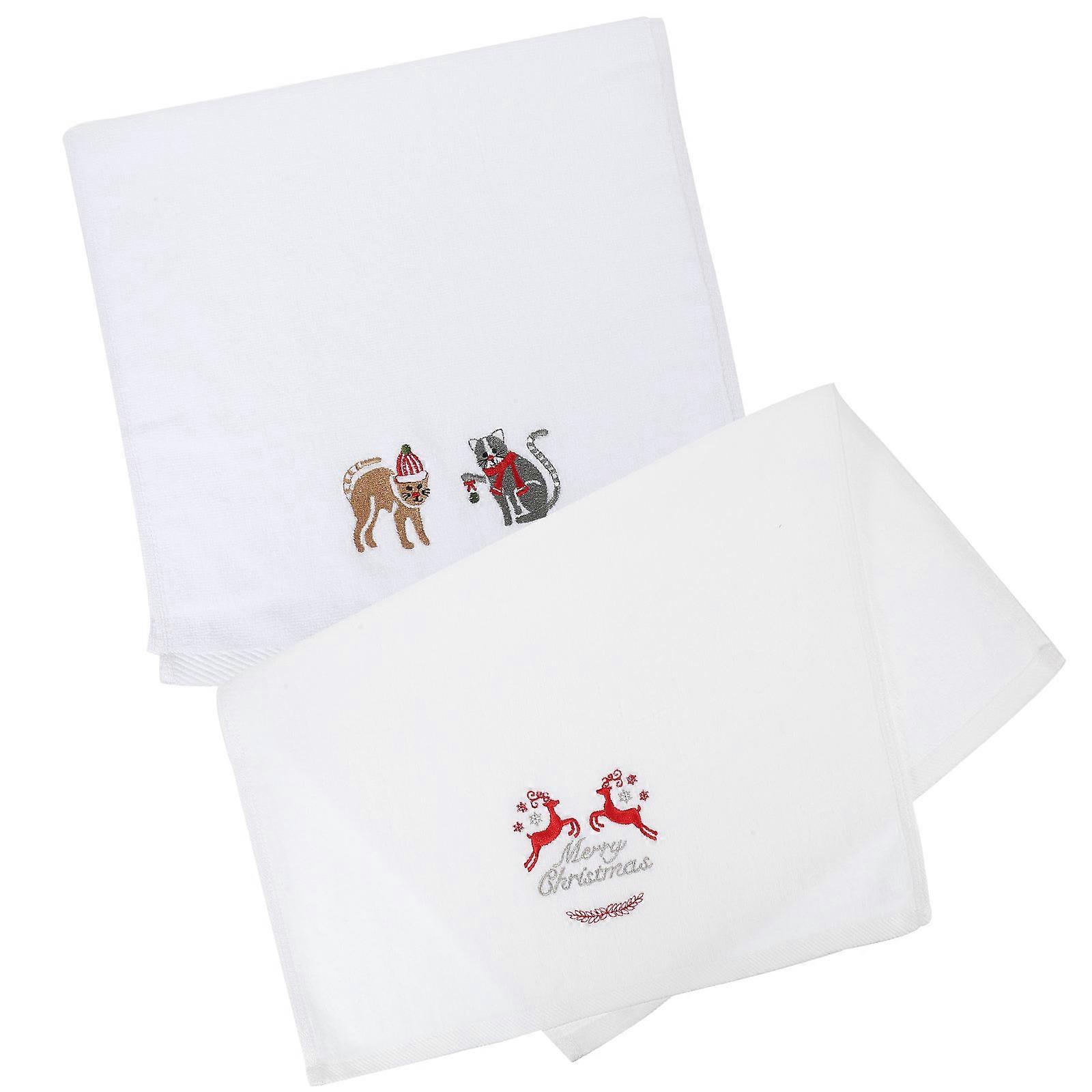 Dish Towels Rectangular Cotton Multi-Function Cleaning 2Pcs