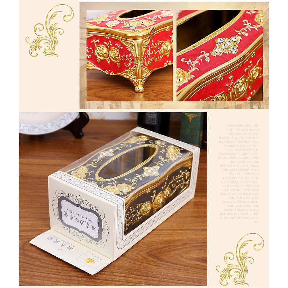 Luxury Tissue Box Elegant Chic Napkin Case Holder for Storage Use Red